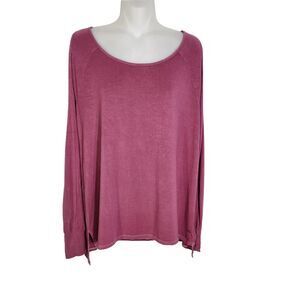 American Eagle Women Top Medium Pink Cold Shoulder Long Sleeve Soft Sexy T Shirt